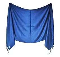 Elite Navy Blue Satin Solid Stole Scarf For Women and Girls-thumb2