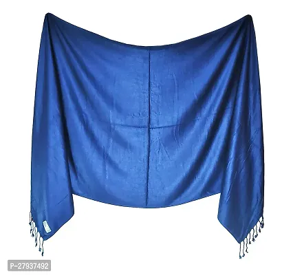 Elite Navy Blue Satin Solid Stole Scarf For Women and Girls-thumb3