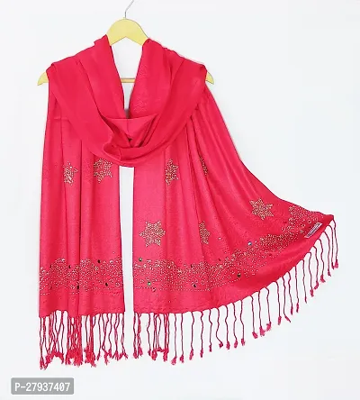 Elite Red Satin Printed Stole Scarf For Women and Girls-thumb2