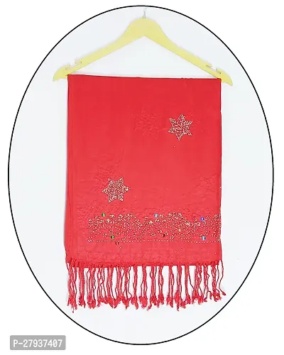 Elite Red Satin Printed Stole Scarf For Women and Girls-thumb0
