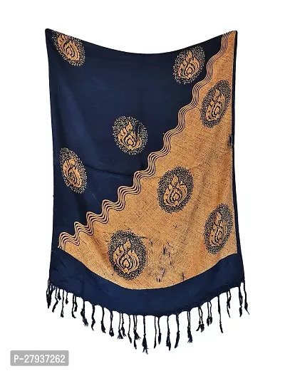 Elite Navy Blue Satin Printed Stole Scarf For Women and Girls-thumb2