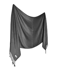 Elite Black Satin Solid Stole Scarf For Women and Girls-thumb1