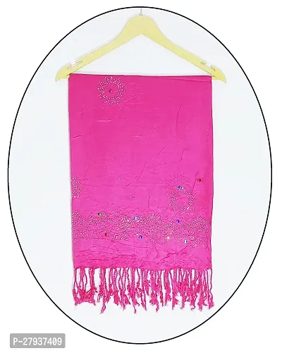 Elite Pink Satin Printed Stole Scarf For Women and Girls