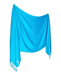 Elite Blue Satin Solid Stole Scarf For Women and Girls-thumb1