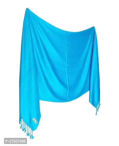 Elite Blue Satin Solid Stole Scarf For Women and Girls-thumb2