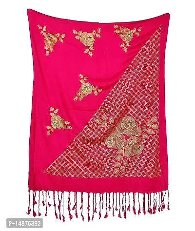 VASTRAM Fancy Stole Pink Color Made of Soft Satin Fabric, Size - 175 X 75 cm, (Design depends on stock availability)-thumb3