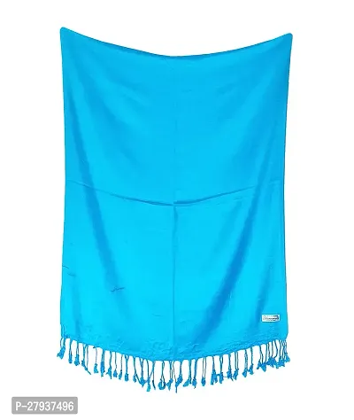 Elite Blue Satin Solid Stole Scarf For Women and Girls