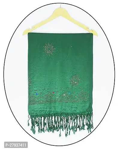 Elite Green Satin Printed Stole Scarf For Women and Girls