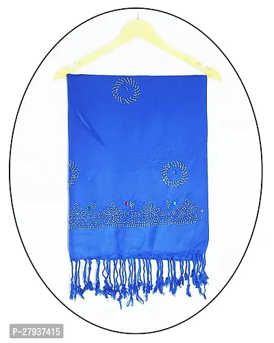 Elite Blue Satin Printed Stole Scarf For Women and Girls