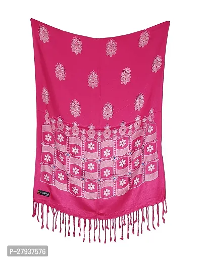 Elite Pink Satin Printed Stole Scarf For Women and Girls