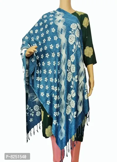 Denim Printed Fancy Cotton Stole For Women  Girls Size- 175 x 75 cm, Design depends on stock availability-thumb0