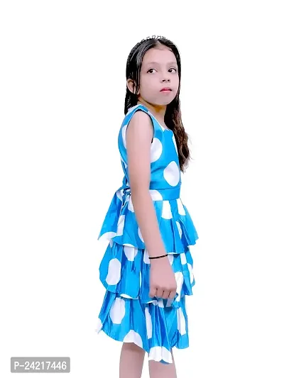 SATIKA VASTRAM Baby Girls Floor Length Cotton Sleeveless Dress with Bow Applique Ideal for Special Occasions Blue-thumb2