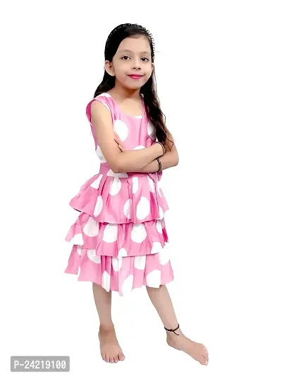 SATIKA VASTRAM Baby Girls Floor Length Cotton Sleeveless Dress with Bow Applique Ideal for Special Occasions Pink-thumb0