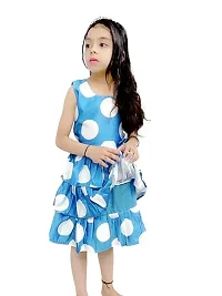 SATIKA VASTRAM Baby Girls Floor Length Cotton Sleeveless Dress with Bow Applique Ideal for Special Occasions Blue-thumb2