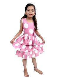 SATIKA VASTRAM Baby Girls Floor Length Cotton Sleeveless Dress with Bow Applique Ideal for Special Occasions Pink-thumb1