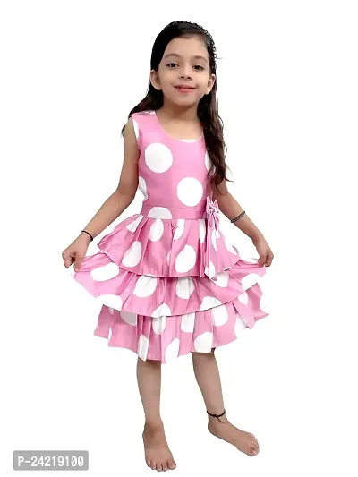 SATIKA VASTRAM Baby Girls Floor Length Cotton Sleeveless Dress with Bow Applique Ideal for Special Occasions Pink-thumb2