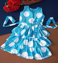 SATIKA VASTRAM Baby Girls Floor Length Cotton Sleeveless Dress with Bow Applique Ideal for Special Occasions Blue-thumb4