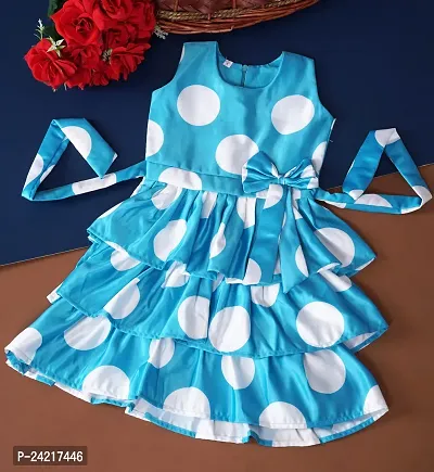SATIKA VASTRAM Baby Girls Floor Length Cotton Sleeveless Dress with Bow Applique Ideal for Special Occasions Blue-thumb5