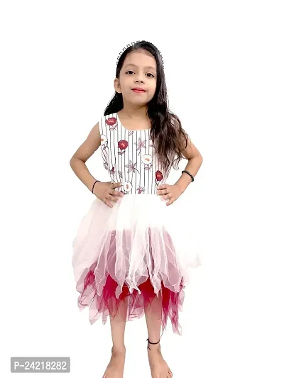 SATIKA VASTRAM Baby Girls Solid Lycra Floor Length Frock with Round Neck and Sleeveless (8-9 Years, Red)