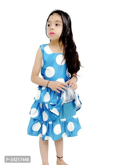 SATIKA VASTRAM Baby Girls Floor Length Cotton Sleeveless Dress with Bow Applique Ideal for Special Occasions Blue-thumb3