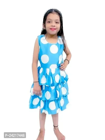SATIKA VASTRAM Baby Girls Floor Length Cotton Sleeveless Dress with Bow Applique Ideal for Special Occasions Blue-thumb0