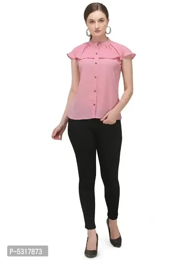 Stylish Pink Solid Blouse Top-thumb0