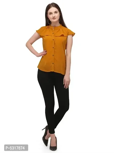 Stylish Yellow Solid Blouse Top