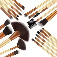 Professional Series Makeup Brush Set With Leather Pouch 24pc golden  (Pack of 24)-thumb1