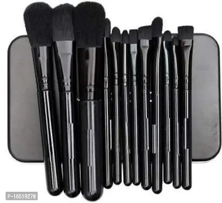 Extra Soft 12 Pc Premium Makeup Brush Set with Black Storage Box  (Pack of 12)-thumb0