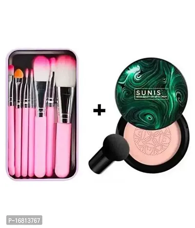 SUNISA Air Cushion BB Cream Isolation BB Nude Concealer Waterproof Liquid Foundation CC Cream  Cream,  with Hello kitty Pink makeup brushes-thumb0