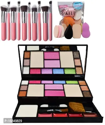 PROFFESSIONAL BEAUTY TYA 6155 MAKEUP KIT  +10 PCS PINK MAKEUP  BRUSH  WITH PUFF PACKET MIX COLOR-thumb0