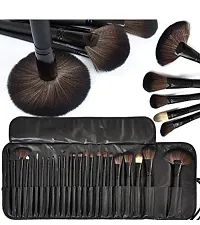 Soft Bristle Makeup Brush Set With Pu Leather Case - Black, 24 Pieces, 24 In 1 Makeup Brush Black-thumb4