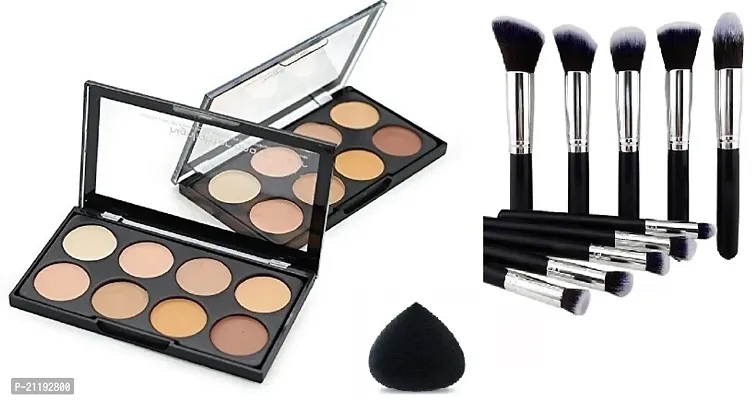 Proffessional Kiss  Beauty 8 color and 10 Pcs Makeup Brushes  with Blender Puff