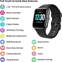 ID116 Bluetooth Smart Watch for Boys Android  iOS Devices Touchscreen Fitness Tracker for Men Women, Kids Activity with Step Counting Waterproof - Black-thumb4