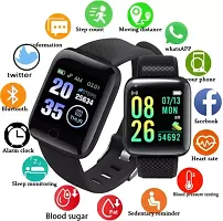 ID116 Bluetooth Smart Watch for Boys Android  iOS Devices Touchscreen Fitness Tracker for Men Women, Kids Activity with Step Counting Waterproof - Black-thumb1