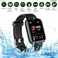 ID116 Bluetooth Smart Watch for Boys Android  iOS Devices Touchscreen Fitness Tracker for Men Women, Kids Activity with Step Counting Waterproof - Black-thumb2