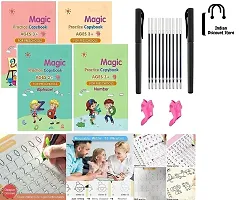 Magic Practice Copybook, (4 BOOK + 10 REFILL+ 1 Pen +1 Grip) Number Tracing Book for Preschoolers with Pen, Magic Calligraphy Copybook Set Practical Reusable Writing Tool Simple Hand Lettering./-thumb4