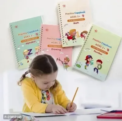 Magic Practice Copybook, (4 BOOK + 10 REFILL+ 1 Pen +1 Grip) Number Tracing Book for Preschoolers with Pen, Magic Calligraphy Copybook Set Practical Reusable Writing Tool Simple Hand Lettering/..-thumb2