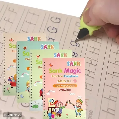 Magic Practice Copybook, (4 BOOK + 10 REFILL+ 1 Pen +1 Grip) Number Tracing Book for Preschoolers with Pen, Magic Calligraphy Copybook Set Practical Reusable Writing Tool Simple Hand Lettering//.-thumb3