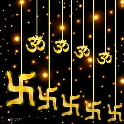 New Om Swastik String Light (Toran) for Decorating home in Festivals  6 Pieces of Om and 6 Pieces of Swastik-thumb0