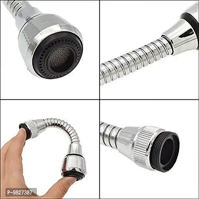 Stainless Steel Chrome Finish 360 Degree Rotating Turbo Flex Flexible Water Saving Nozzle Faucet Extender tap for Kitchen Sink and Bathroom-thumb2