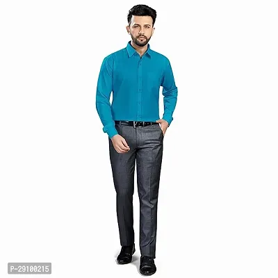 Stylish Turquoise Blue Rayon Long Sleeves Casual Shirt For Men-thumb0