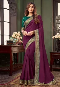 HHK Fashion? Women's Work Dolla Silk 5.5 Meter Saree with Unstitched Banglori Silk And Work Blouse Piece (Purple).-thumb2