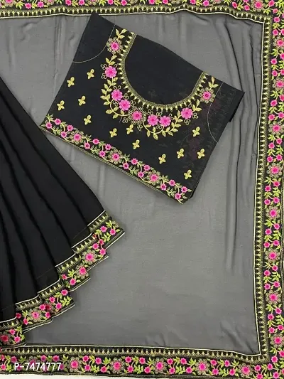 NEW HEAVY WORK BORDER SAREE BLACK-thumb3