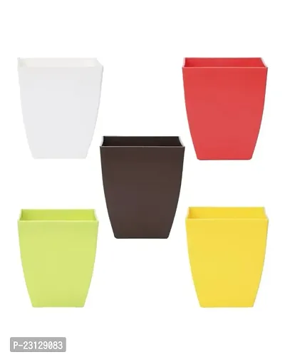 PHULWA 3'' Square Plastic Pot (Set of 5 Multicolored pots)