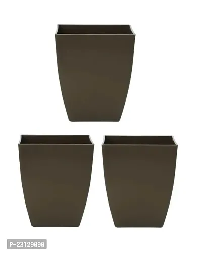 PHULWA 3'' Square Plastic Pot (Set of 3 Black Color pots)