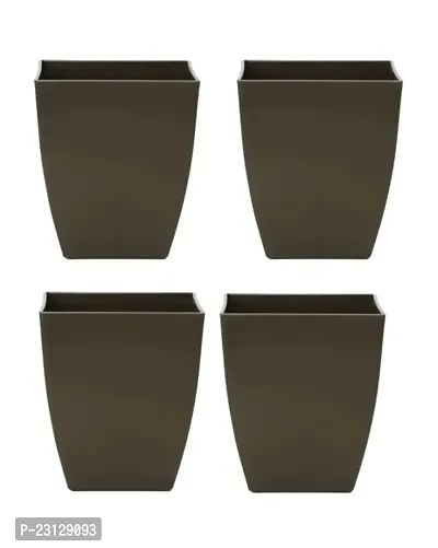 PHULWA 3'' Square Plastic Pot (Set of 4 Black Color pots)