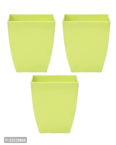 PHULWA 3'' Square Plastic Pot (Set of 3 Green Color pots)