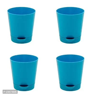 Phulwa | 4 Inch Blue Colour Self Watering Round Plastic Planter (set of 4)-thumb0