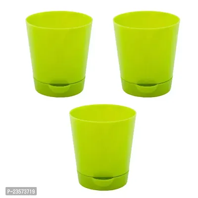 Phulwa | Green colour Self Watering Round Plastic Planter (set of 3)